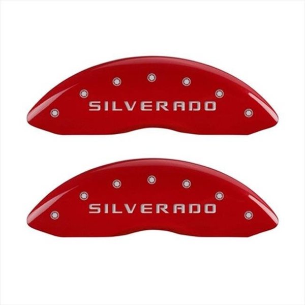 Mgp Caliper Covers MGP Caliper Covers 14005SSILRD Silverado Red Caliper Covers - Engraved Front & Rear; Set of 4 14005SSILRD